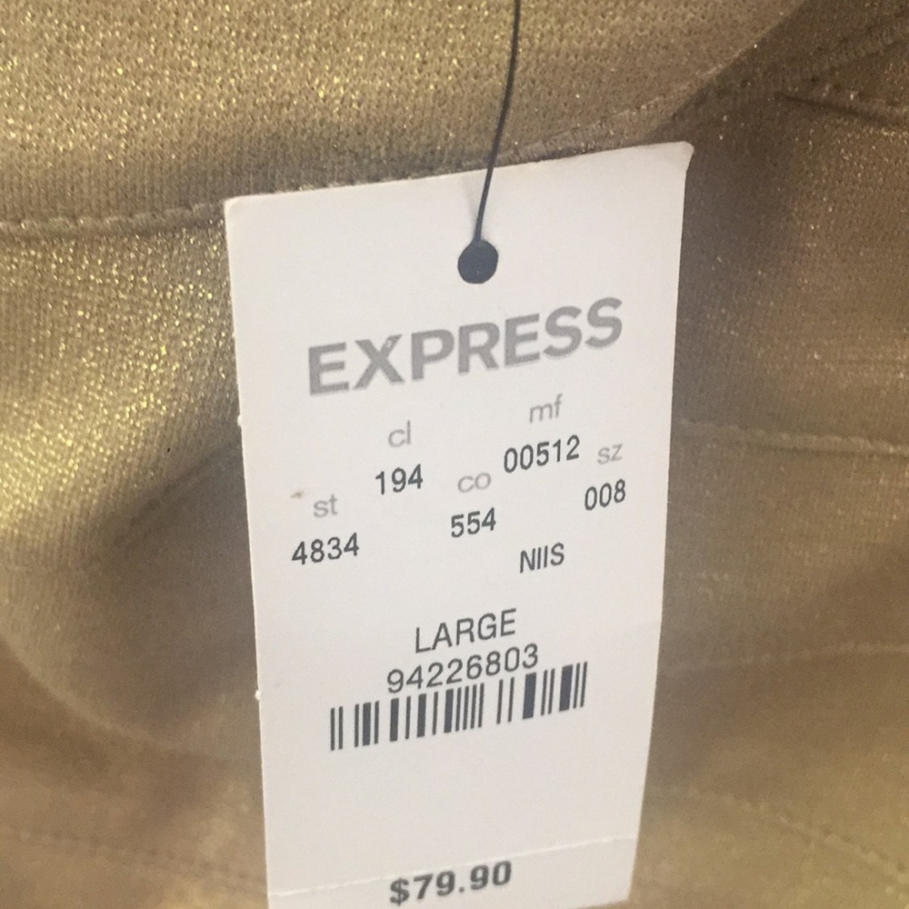 Express Women’ retail $79.99 Gold L  Dress New Tag